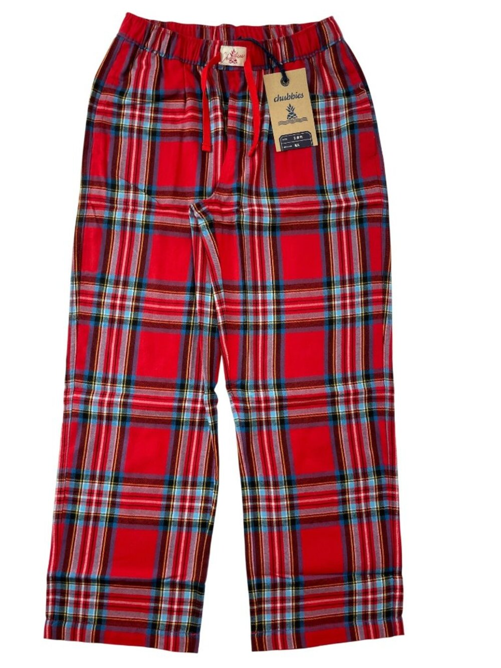Chubbies Holly Jolly Stitches Red Plaid Flannel PJ Pants Boys' Sz Small  NWT